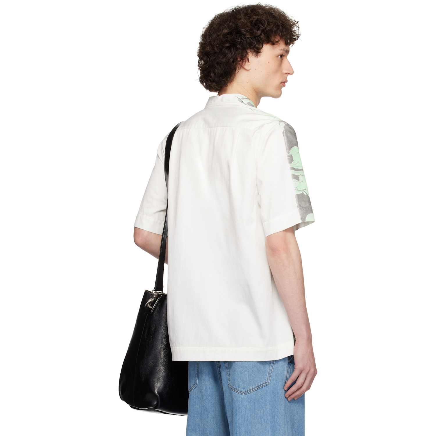  Dries Van Noten Green & White Hand-dyed Floral Shirt 