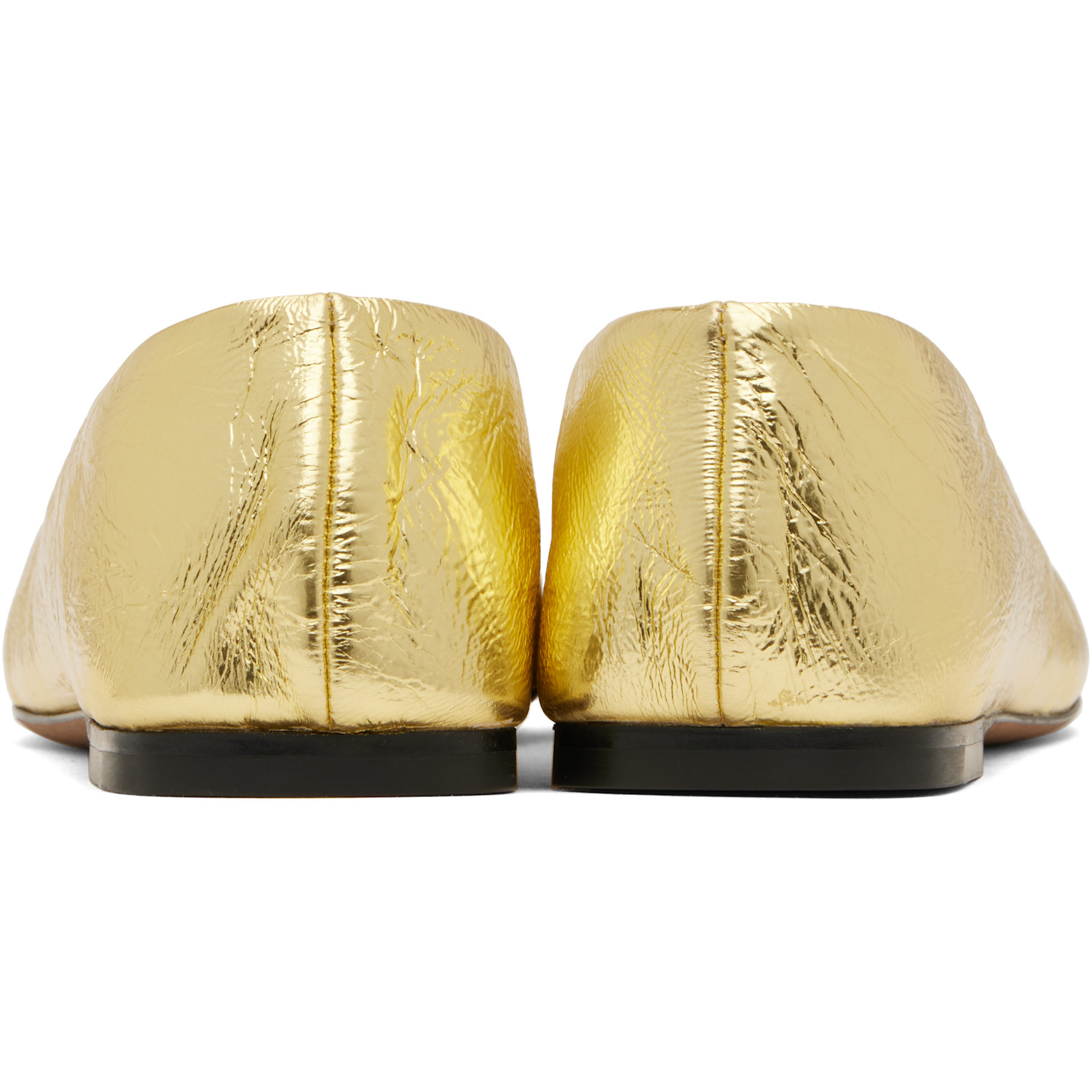  The Row Gold Square Ballerina Flats 