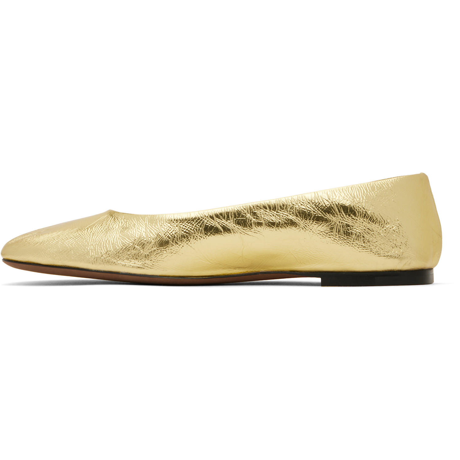  The Row Gold Square Ballerina Flats 