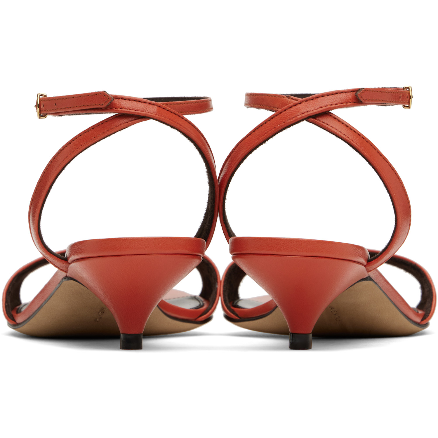  The Row Orange Vika Ankle Strap Kitten Heeled Sandals 