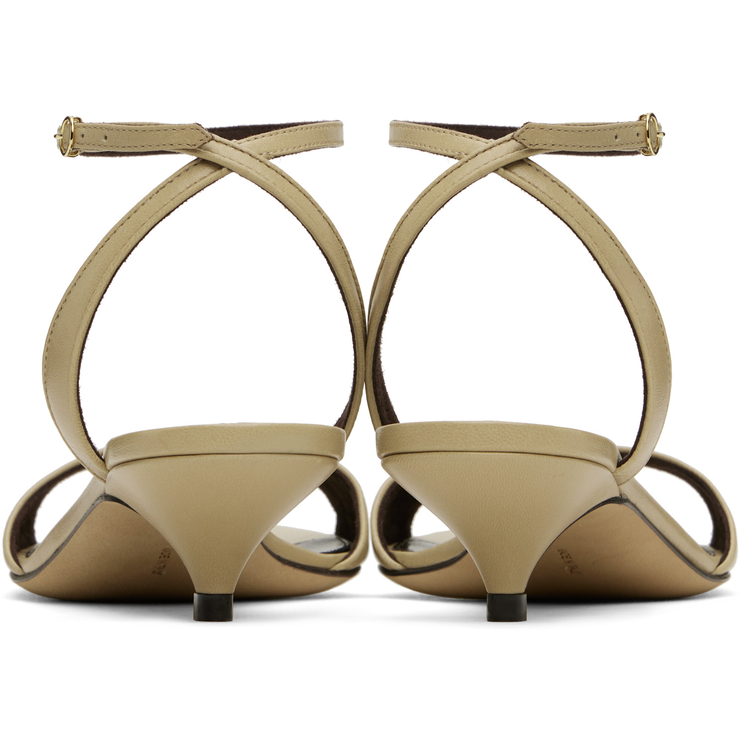  The Row Gray Vika Ankle Strap Kitten Heeled Sandals 