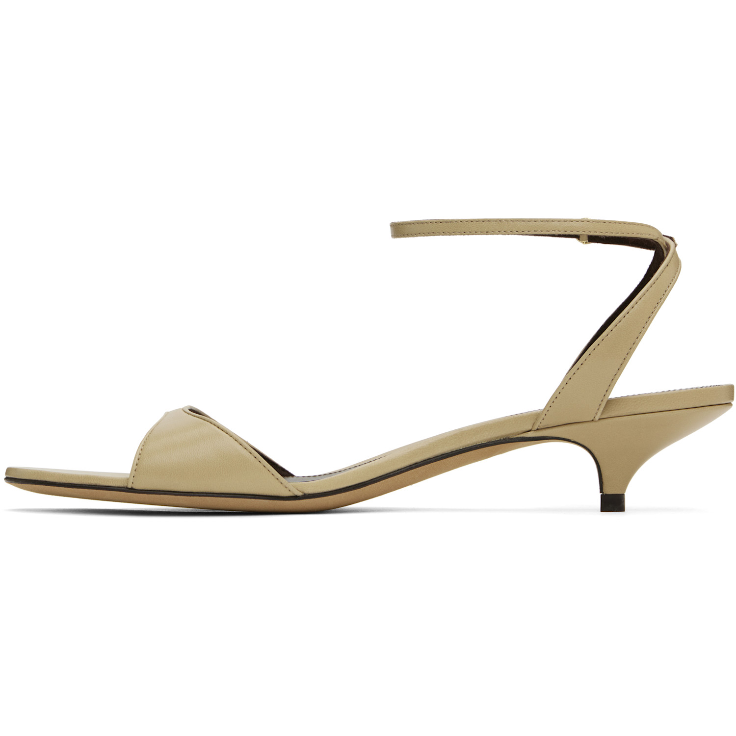  The Row Gray Vika Ankle Strap Kitten Heeled Sandals 