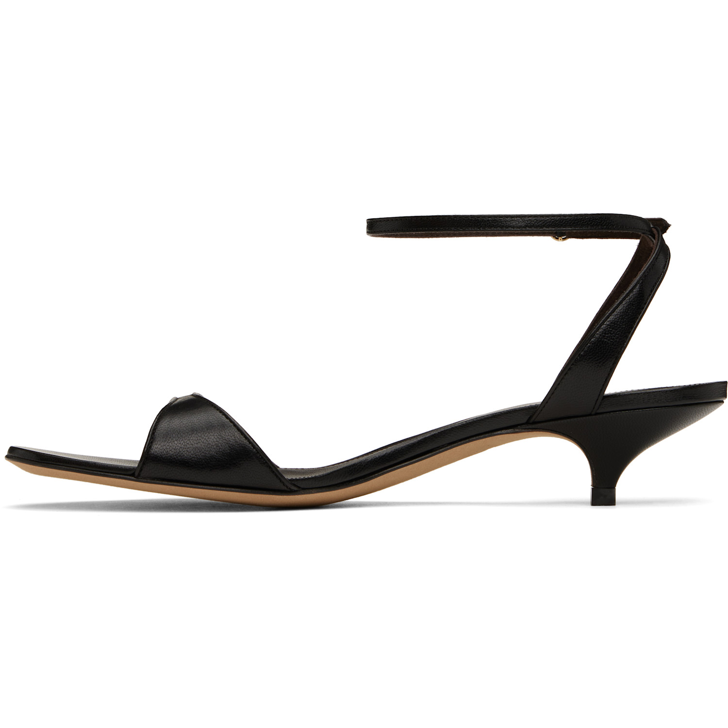  The Row Black Vika Ankle Strap Kitten Heeled Sandals 