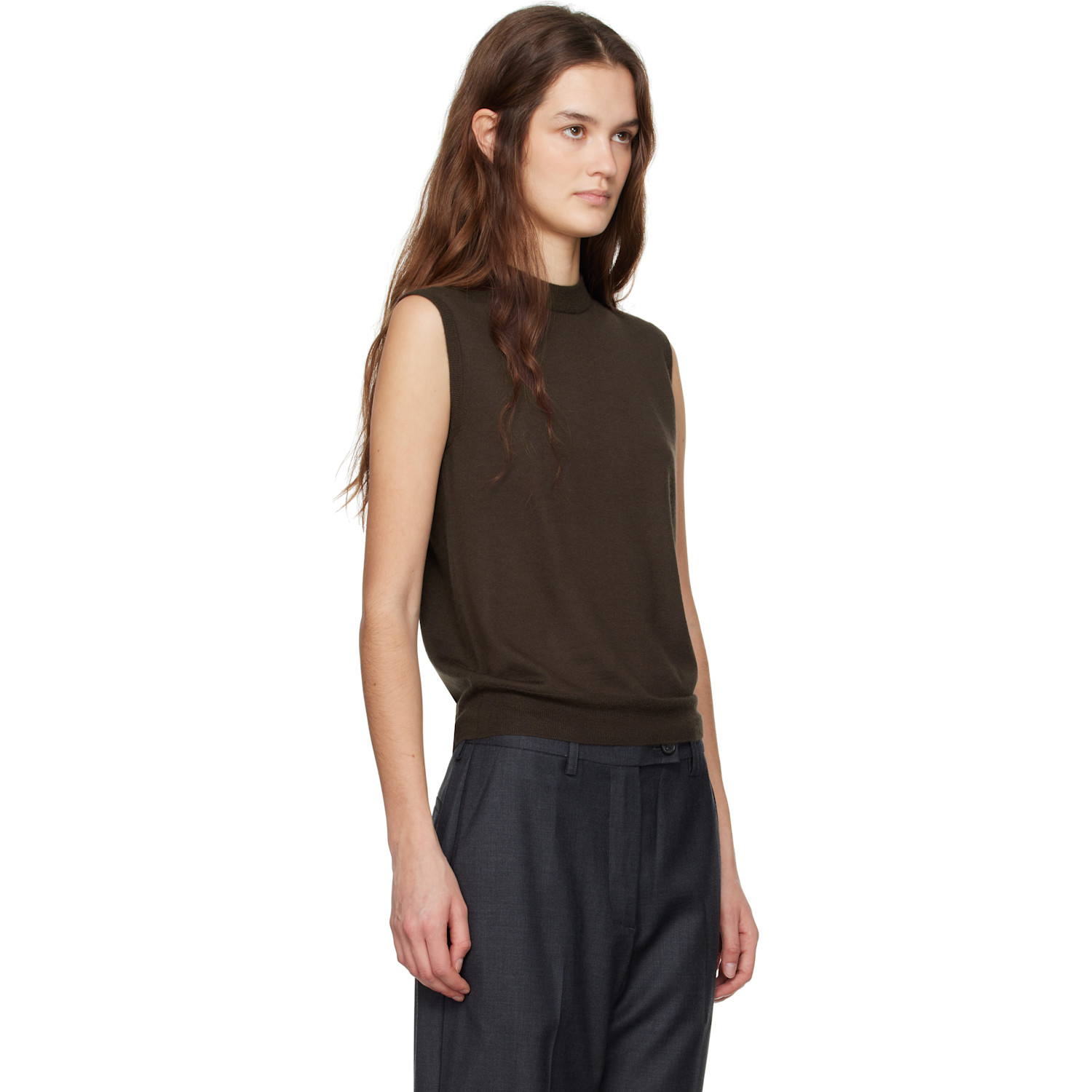  Co Brown Fine Cashmere Shell Vest 
