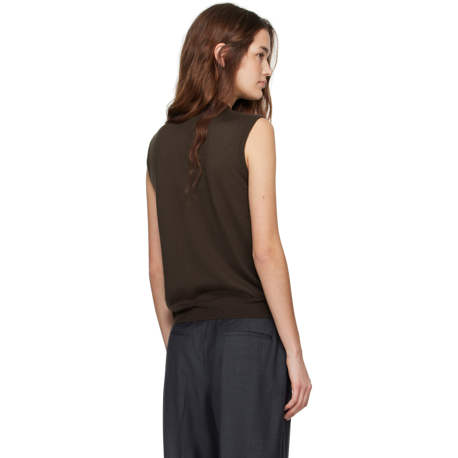  Co Brown Fine Cashmere Shell Vest 