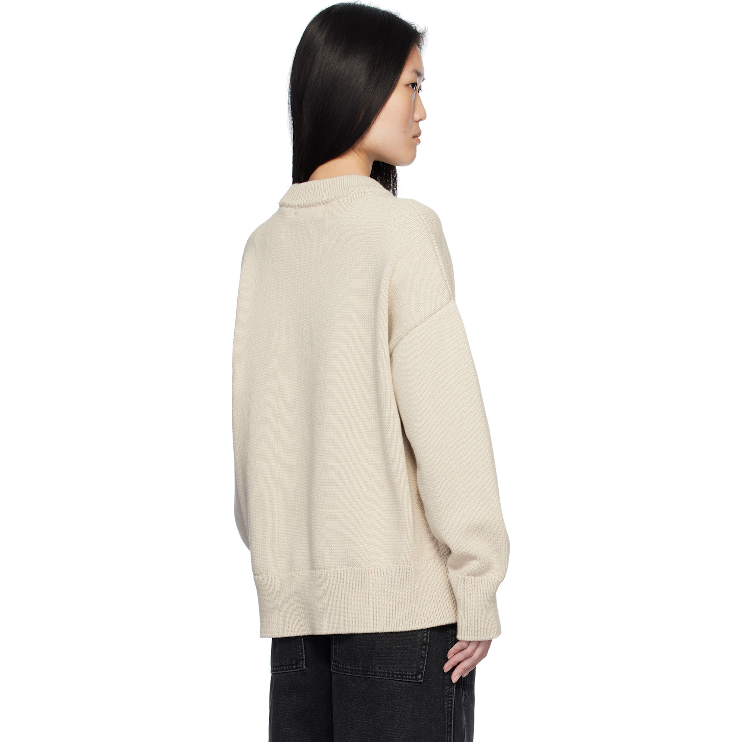 Co Beige Boyfriend Crew Sweater 