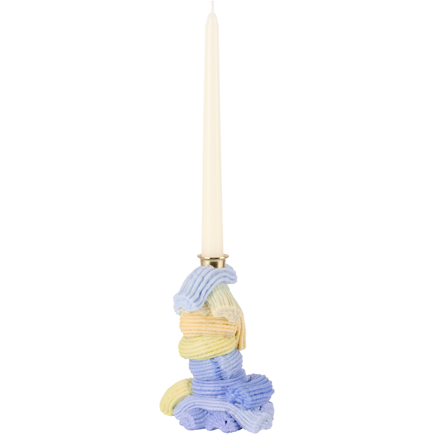  James Shaw Blue & Yellow Plastic Baroque Candle Holder 