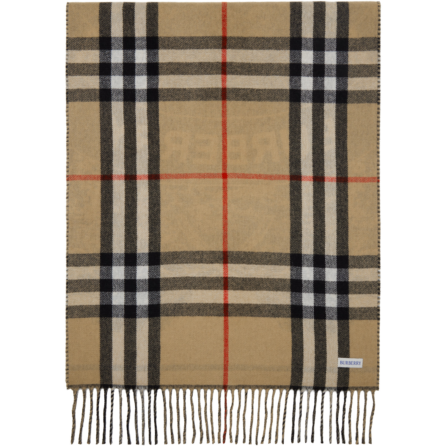  Burberry Beige Reversible Ekd Cashmere Scarf 