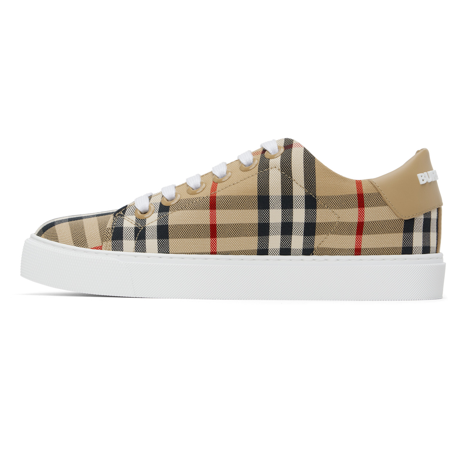  Burberry Beige Check & Leather Sneakers 
