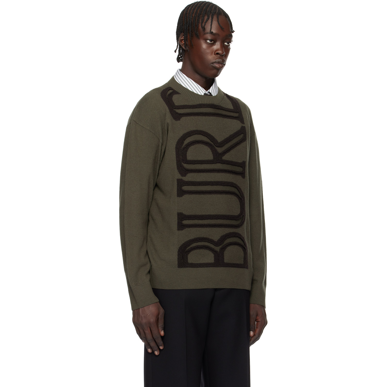  Burberry Brown Logo Wool Sweater 