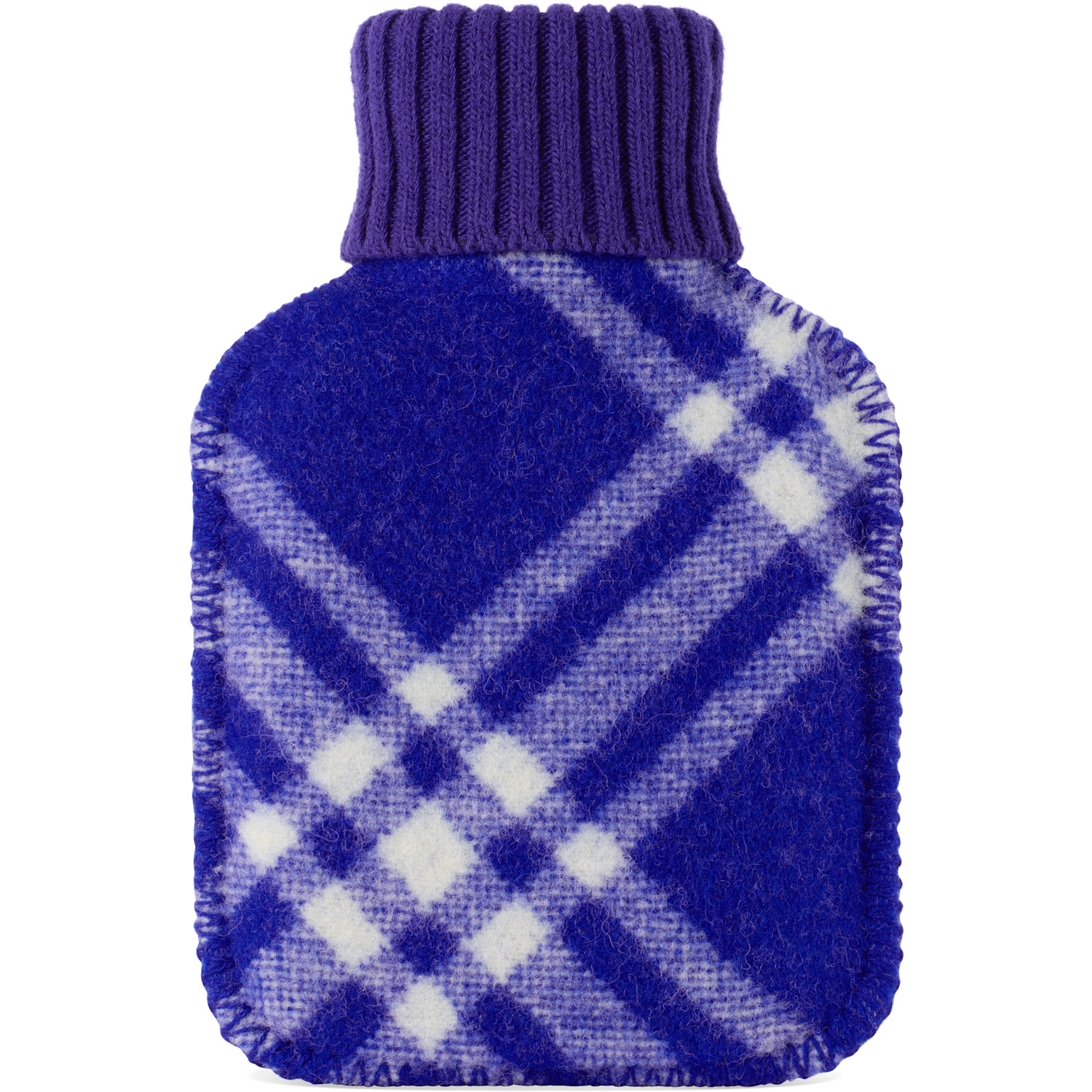  Burberry Navy Wool Check Hot Water Bottle 