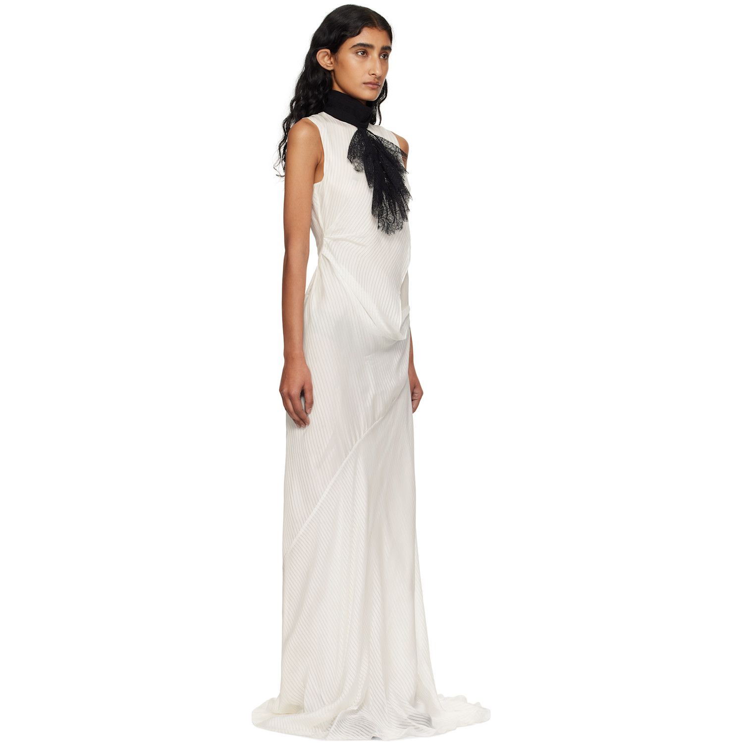  Ann Demeulemeester Off-white Leah Long Asymmetric Sleeveless Maxi Dress 