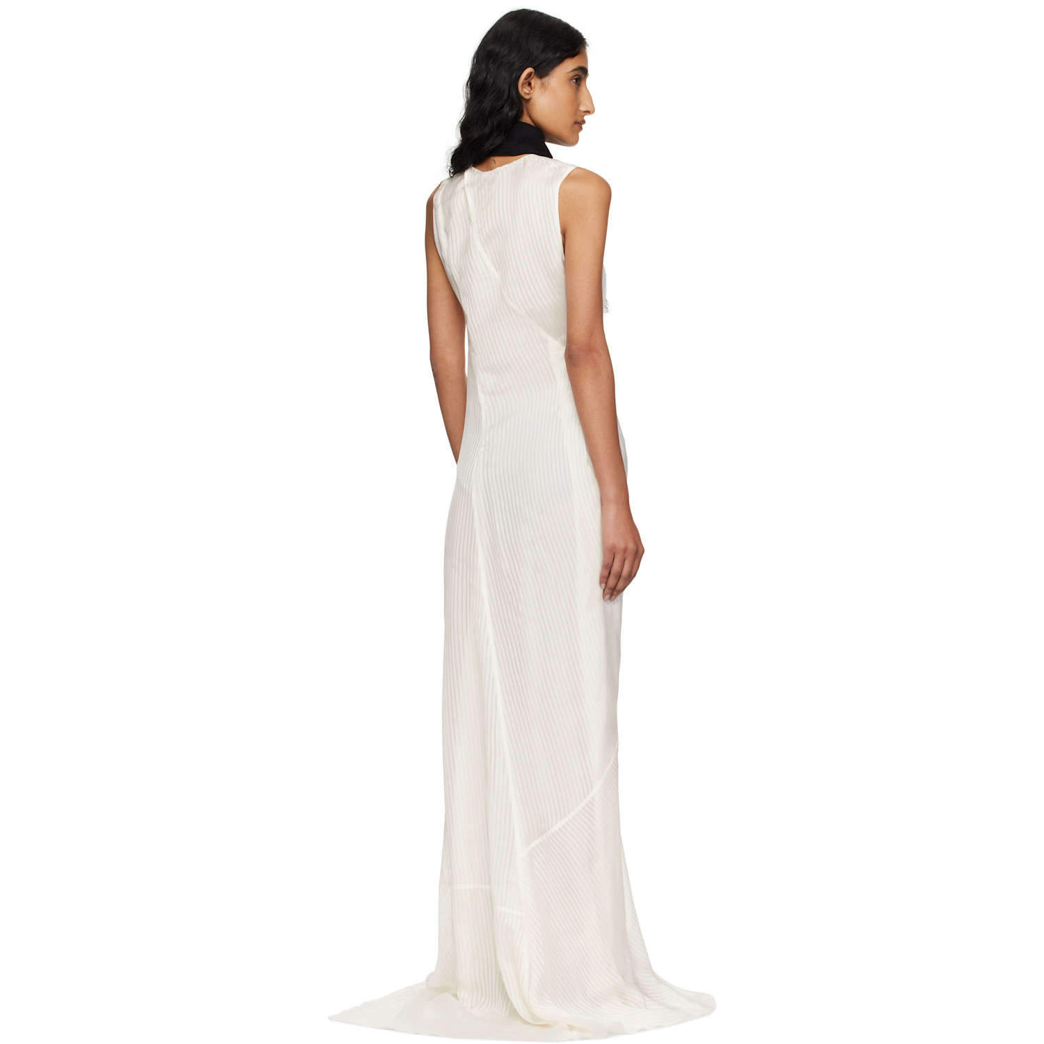  Ann Demeulemeester Off-white Leah Long Asymmetric Sleeveless Maxi Dress 