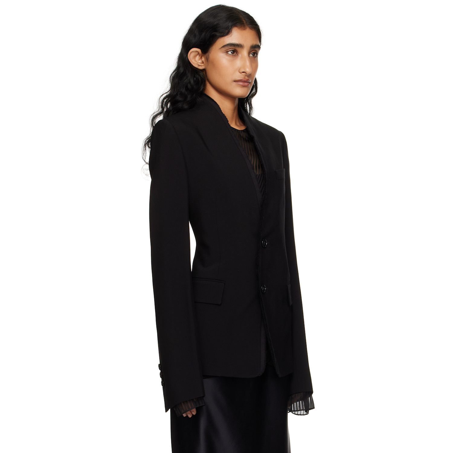  Ann Demeulemeester Black Sady Collarless Fitted Blazer 