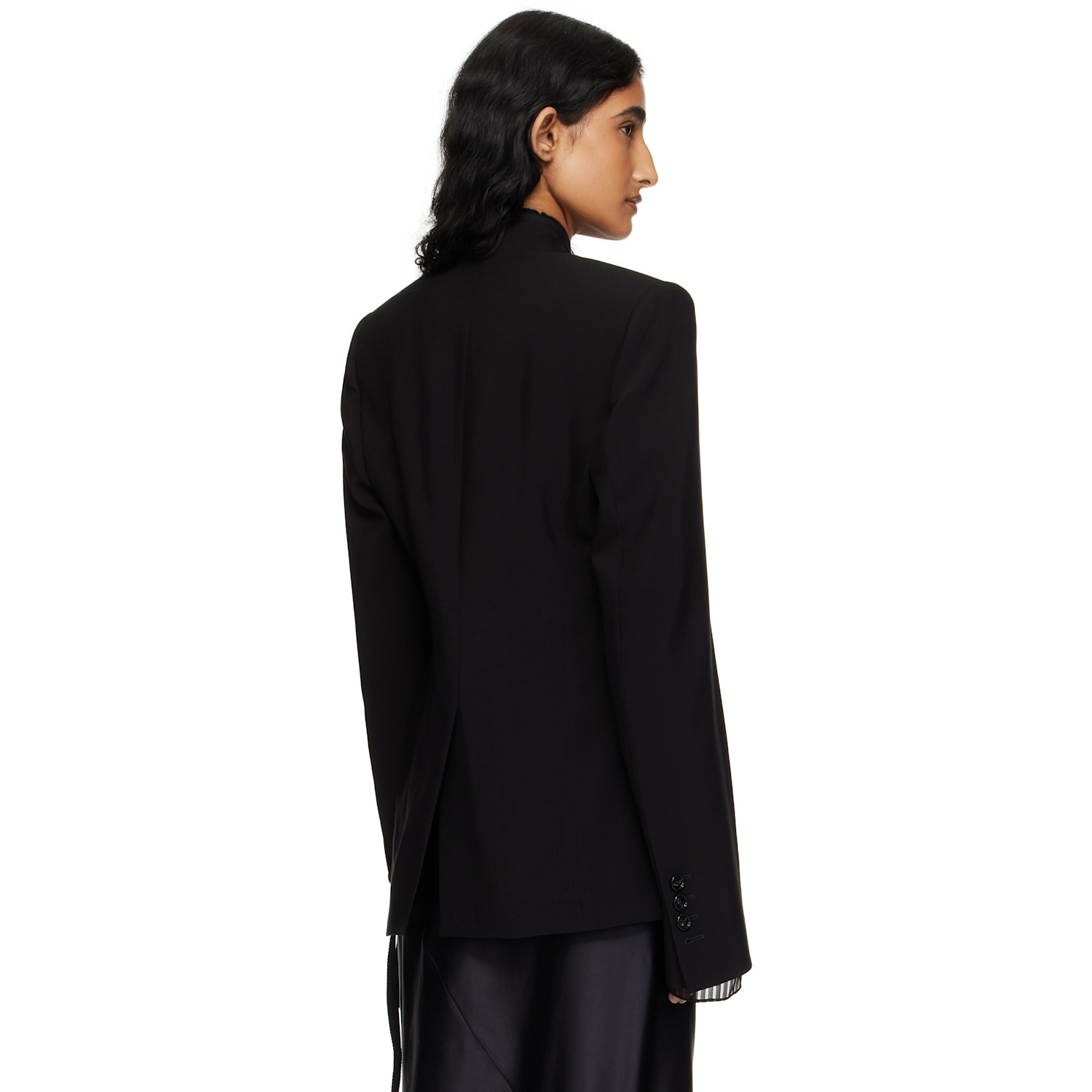  Ann Demeulemeester Black Sady Collarless Fitted Blazer 