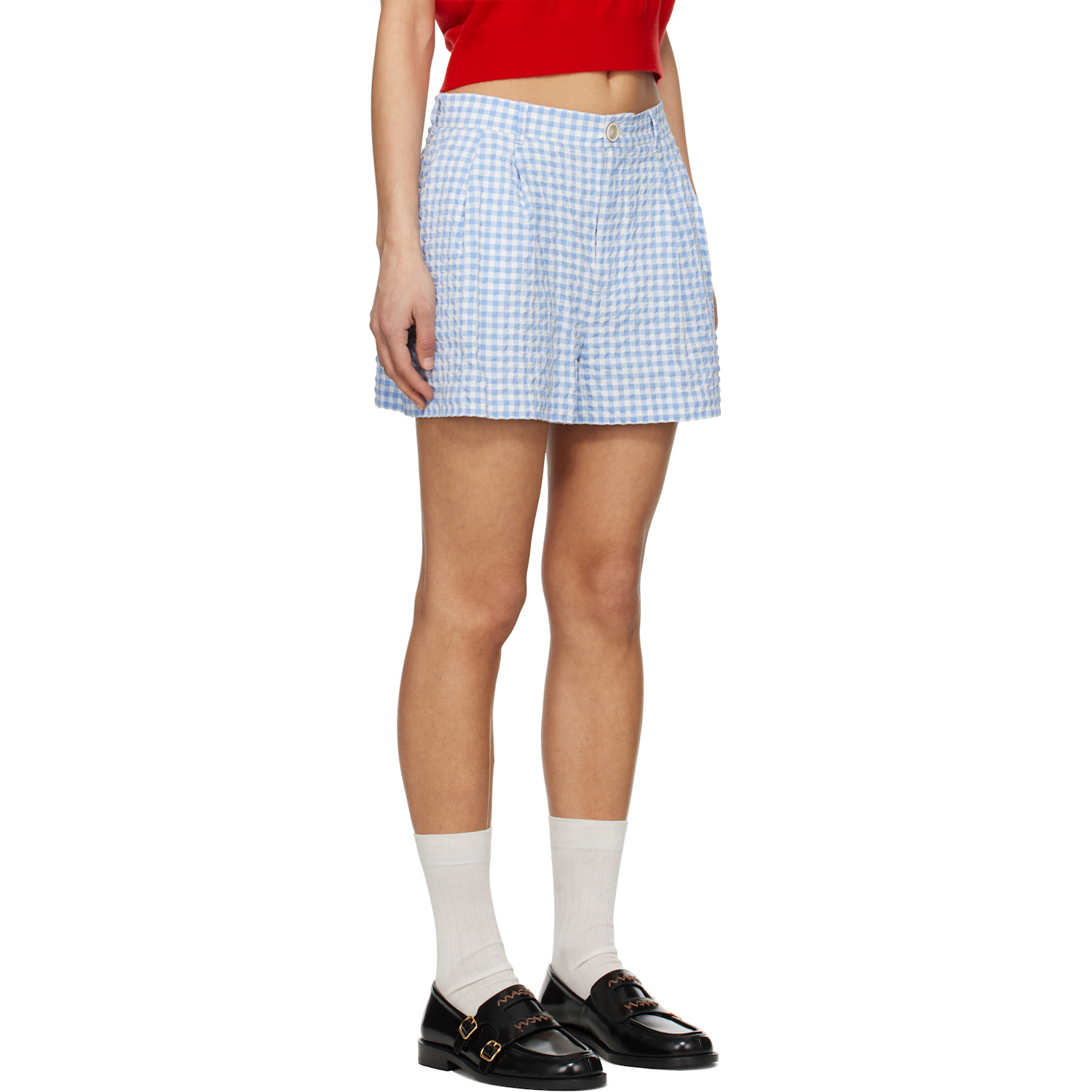  Marni Blue & White Checked Seersucker Shorts 