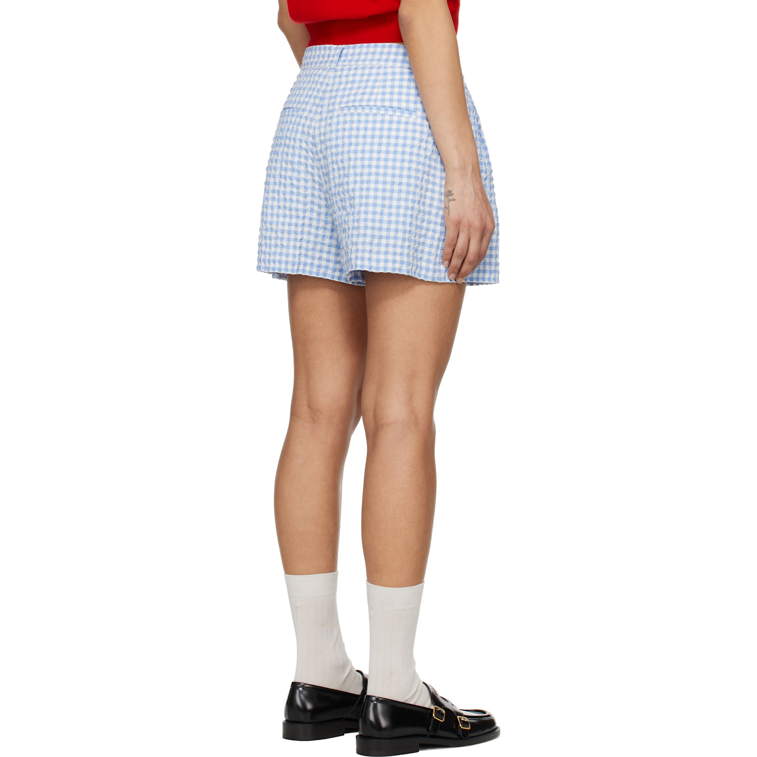 Marni Blue & White Checked Seersucker Shorts 