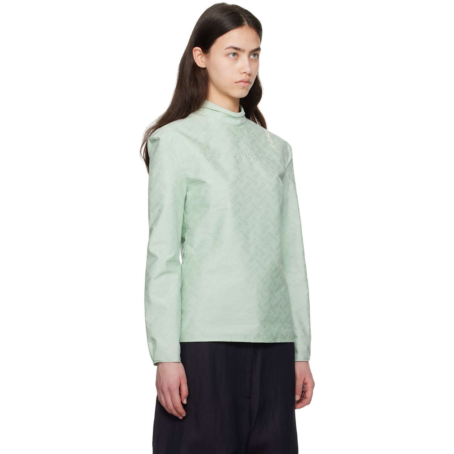  Marni Green Confetti Cotton Jacquard Shirt 