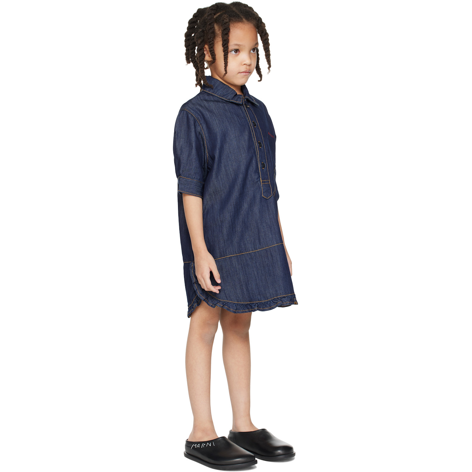  Marni Kids Navy Shirt Denim Dress 