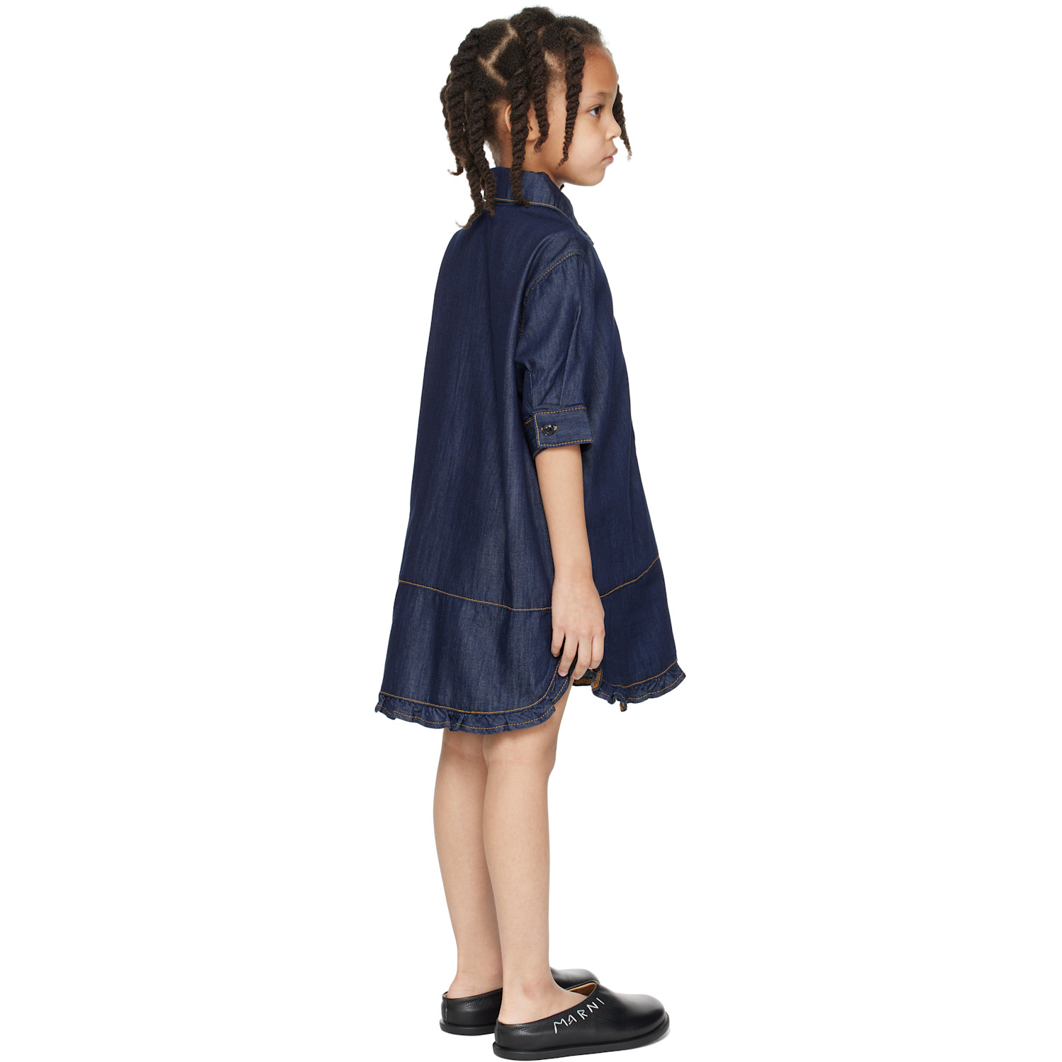  Marni Kids Navy Shirt Denim Dress 