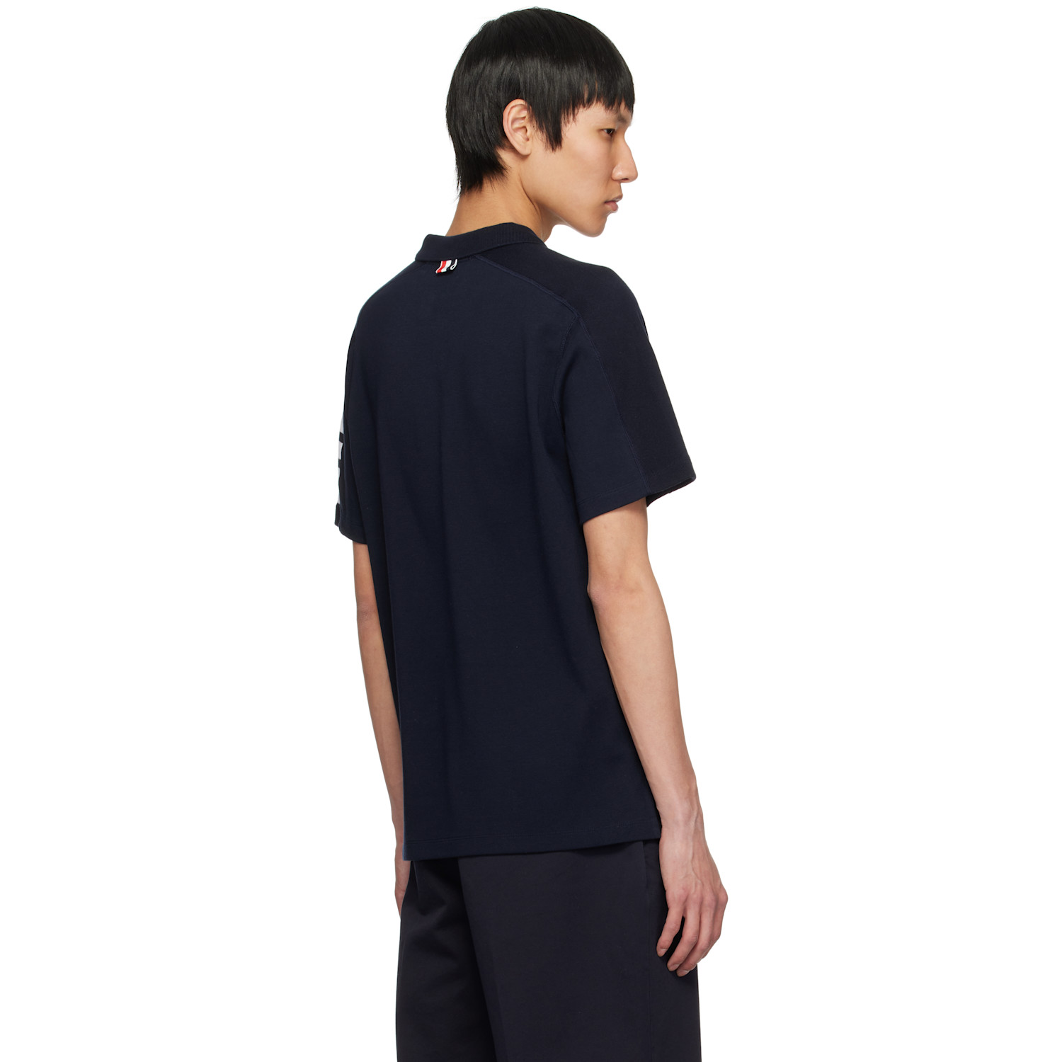  Thom Browne Navy Cotton 4-bar Short Sleeve Polo 