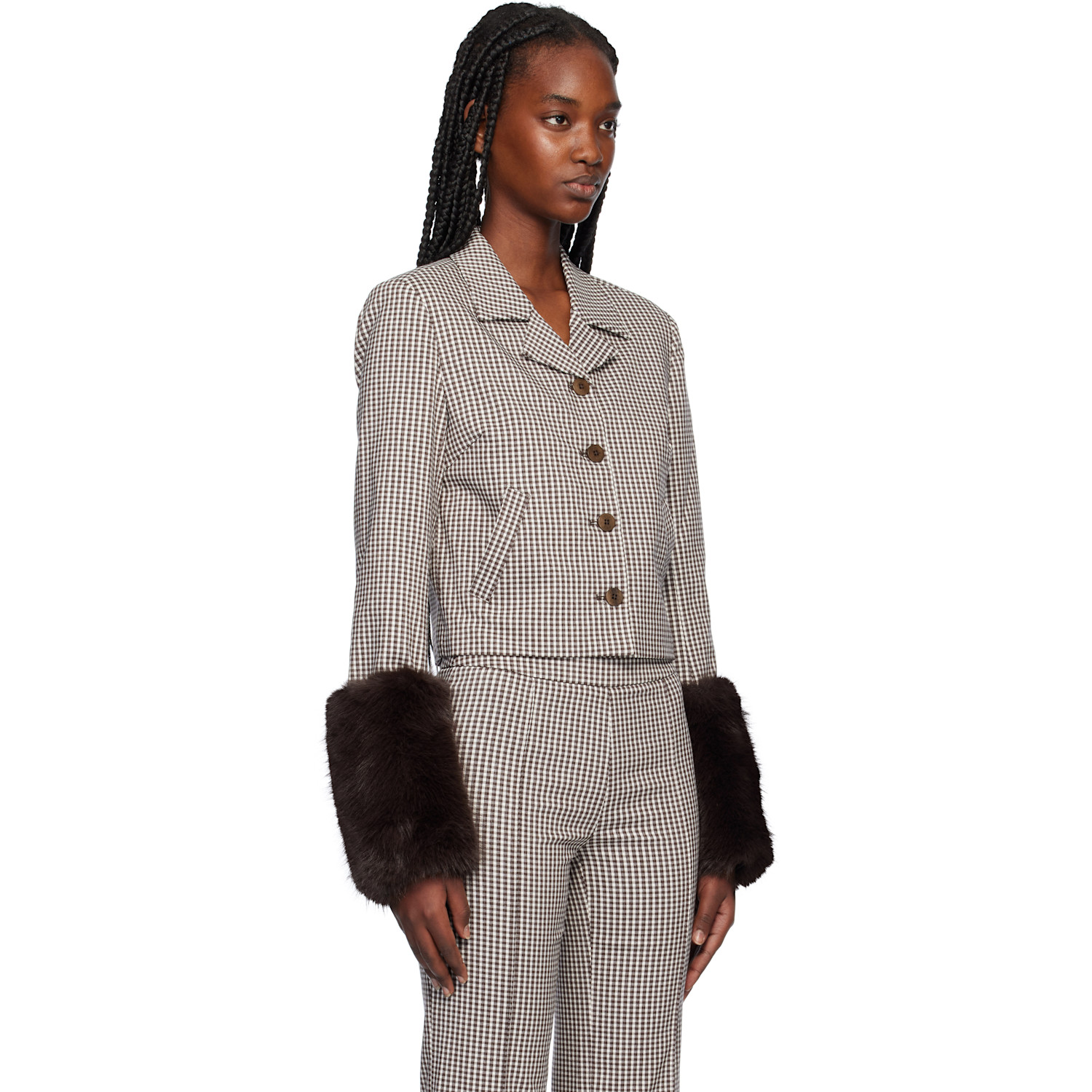  Staud Brown & White Regency Jacket 