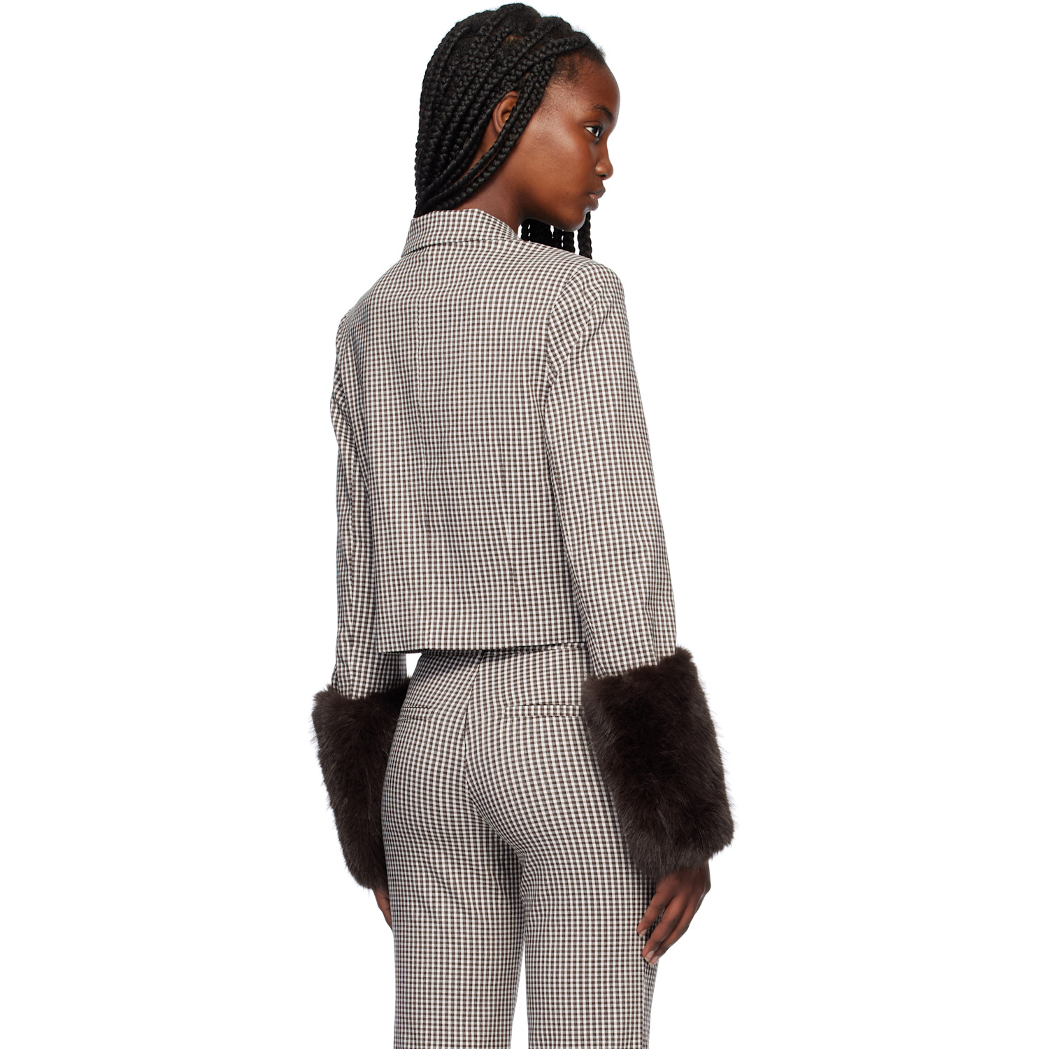  Staud Brown & White Regency Jacket 