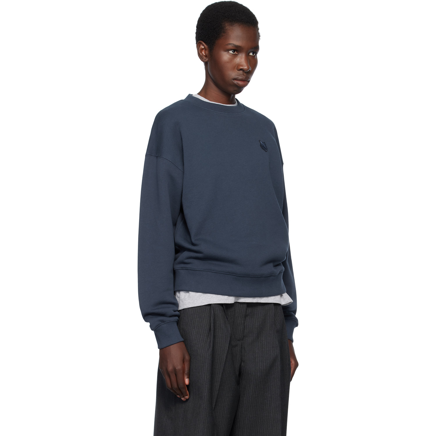  Maison Kitsuné Navy Bold Fox Head Patch Comfort Sweatshirt 