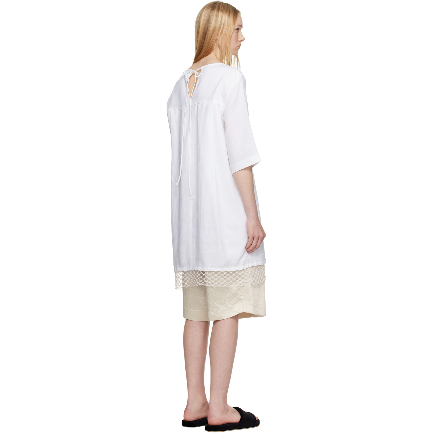  Maria Mcmanus White T-shirt Cocoon Macrame Minidress 