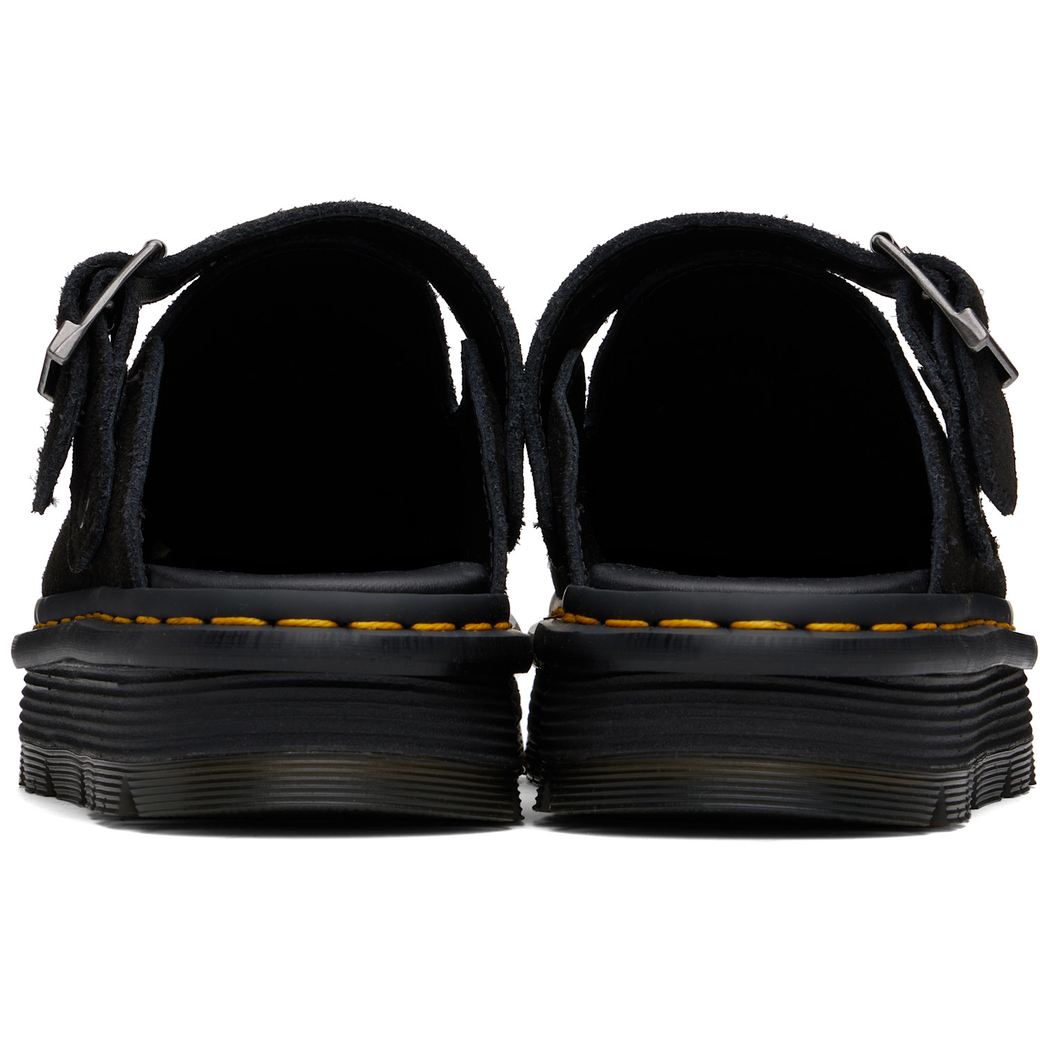  Dr. Martens Black Zebzag Suede Slingback Platform Mules 