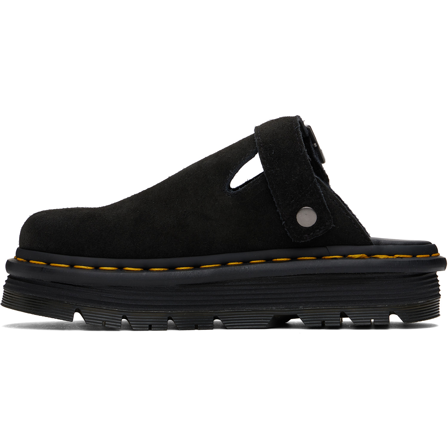  Dr. Martens Black Zebzag Suede Slingback Platform Mules 