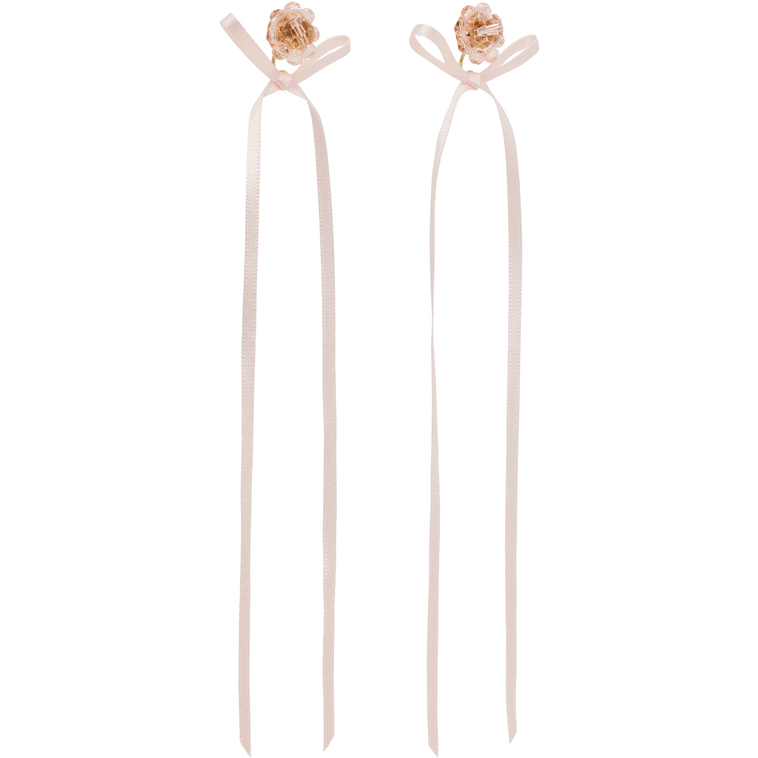  Simone Rocha Pink Bow Ribbon Stud Earrings 
