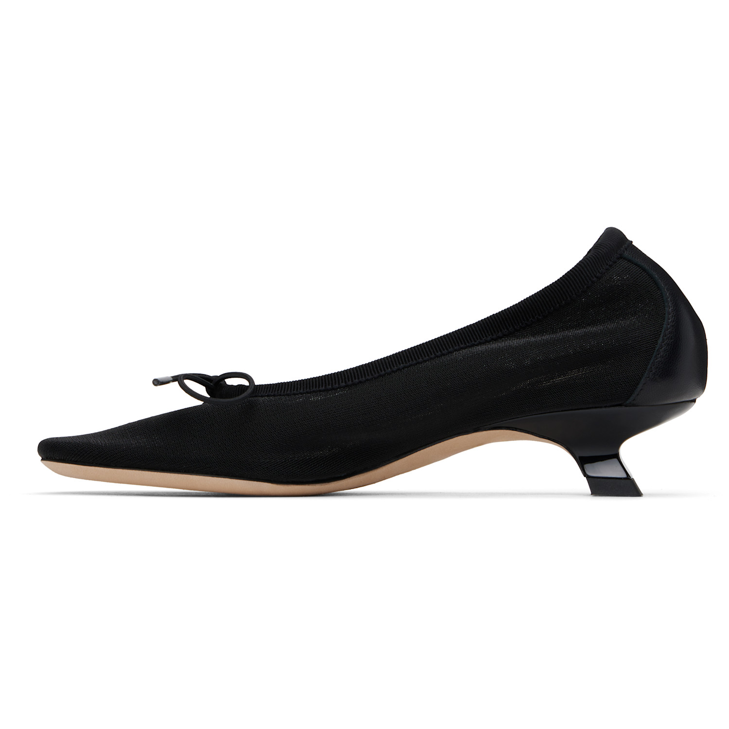  Simone Rocha Black Embellished Flower Mesh Ballerina Heels 