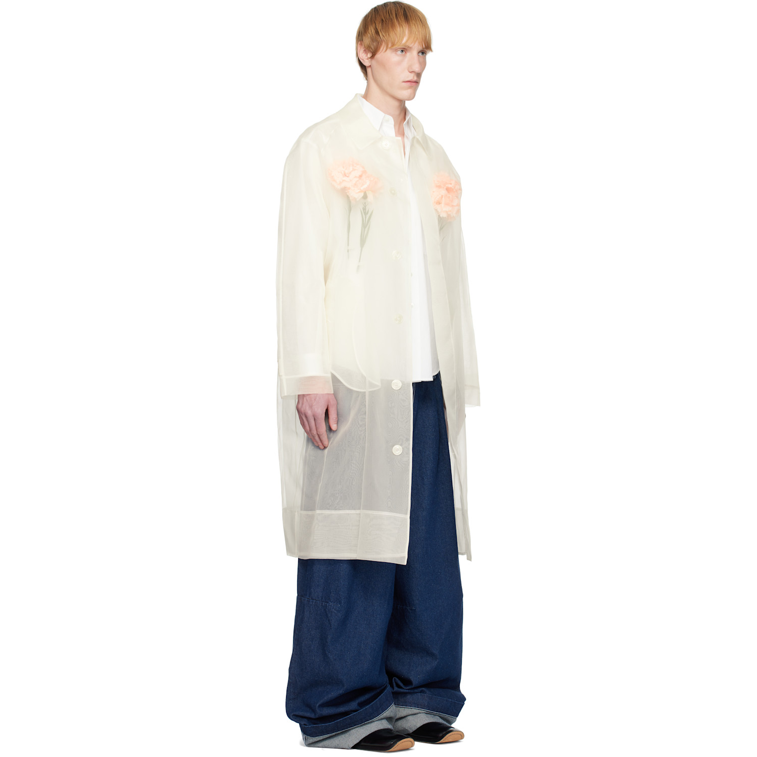  Simone Rocha Off-white Stuffed Carnation Car Coat 