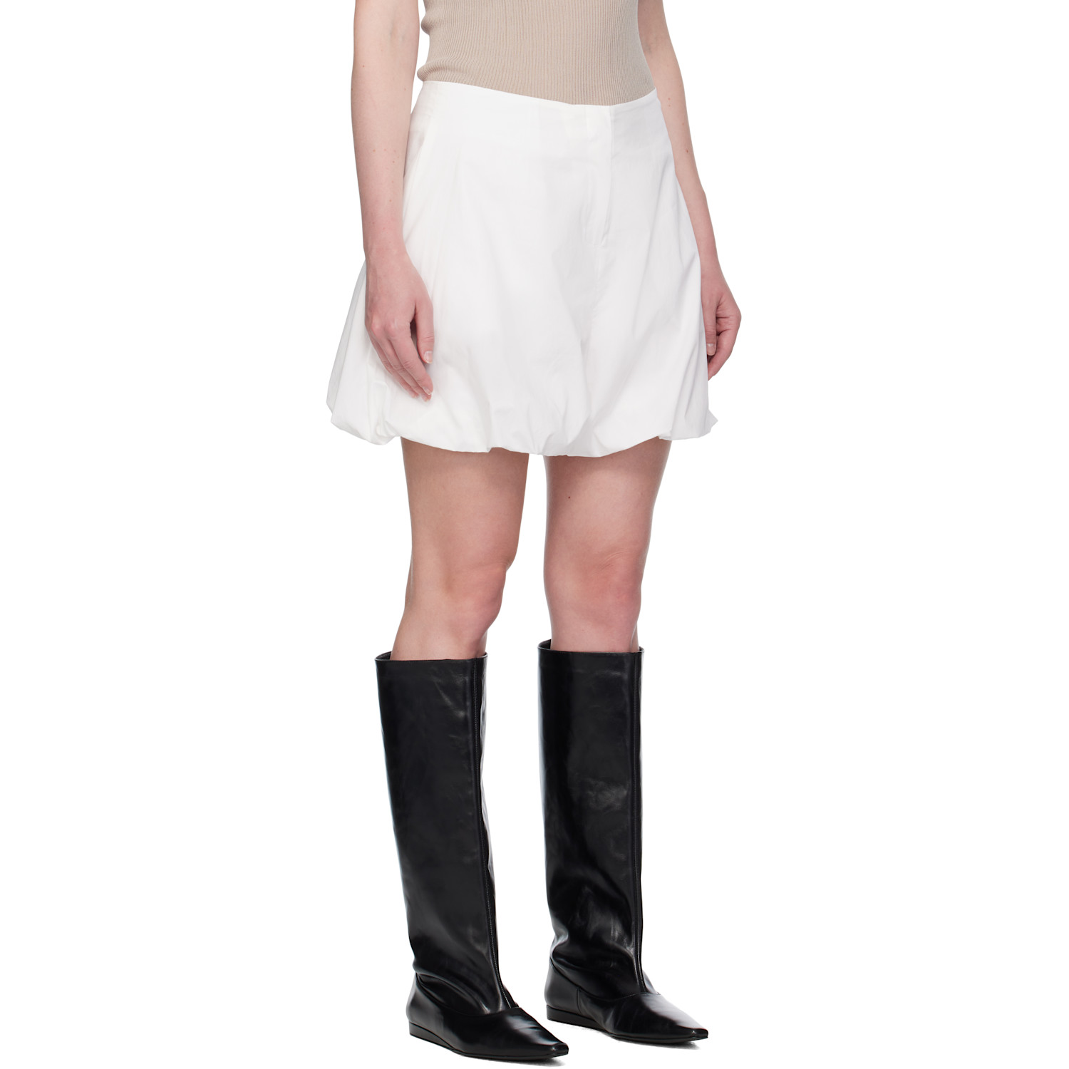  Amomento White Cotton Volume Shorts 