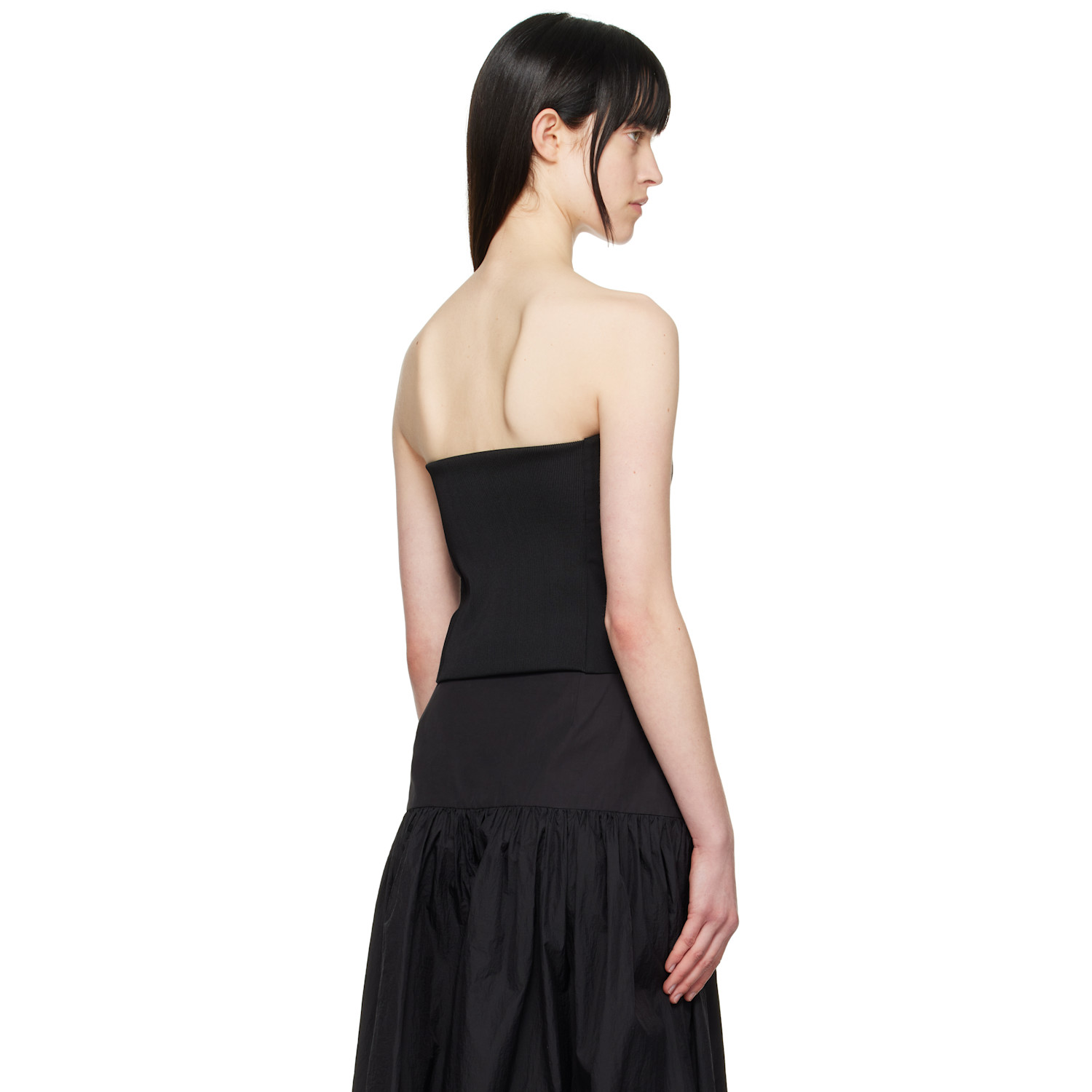  Amomento Black Button Up Bustier Top 