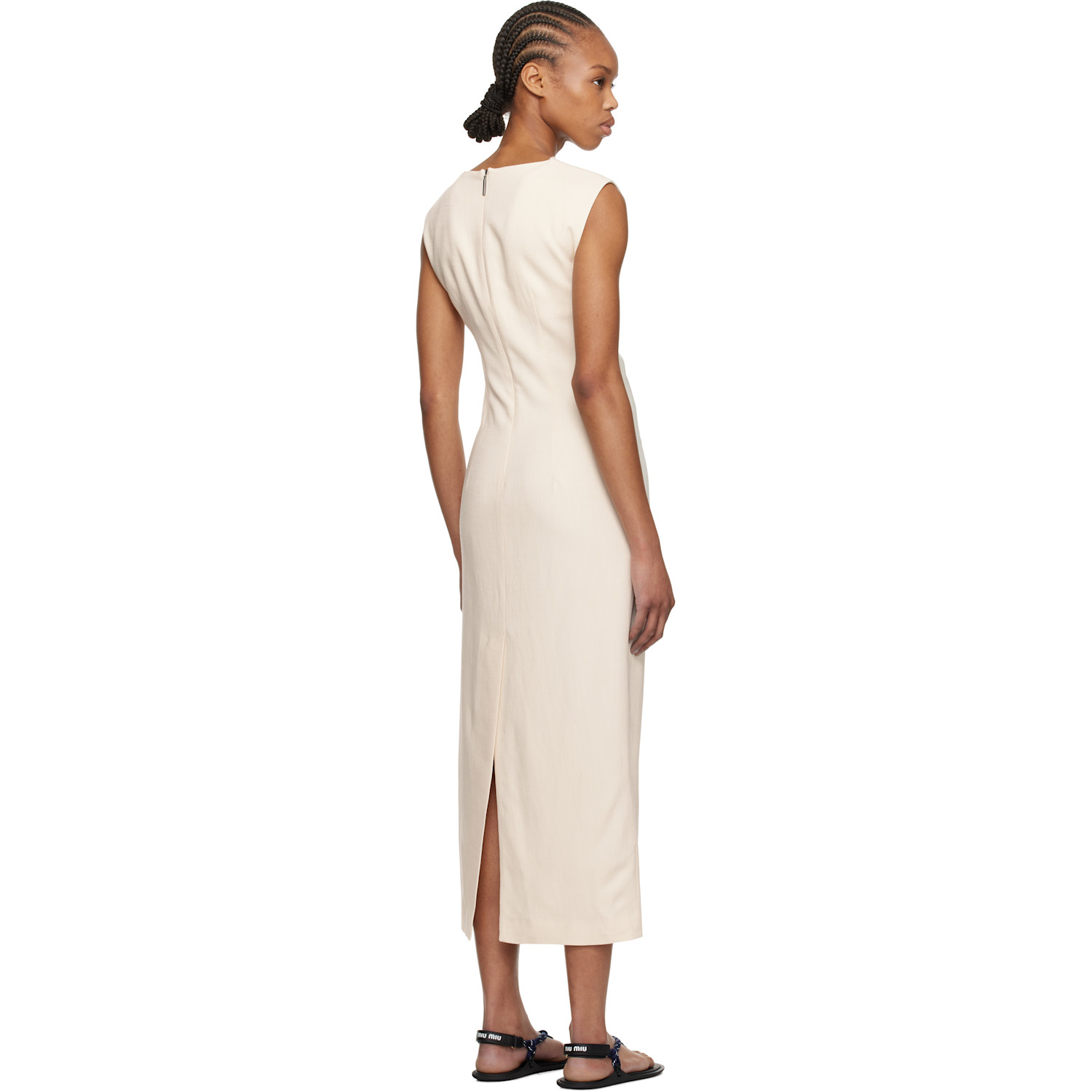 Msgm Off-white Twisted Midi Dress 