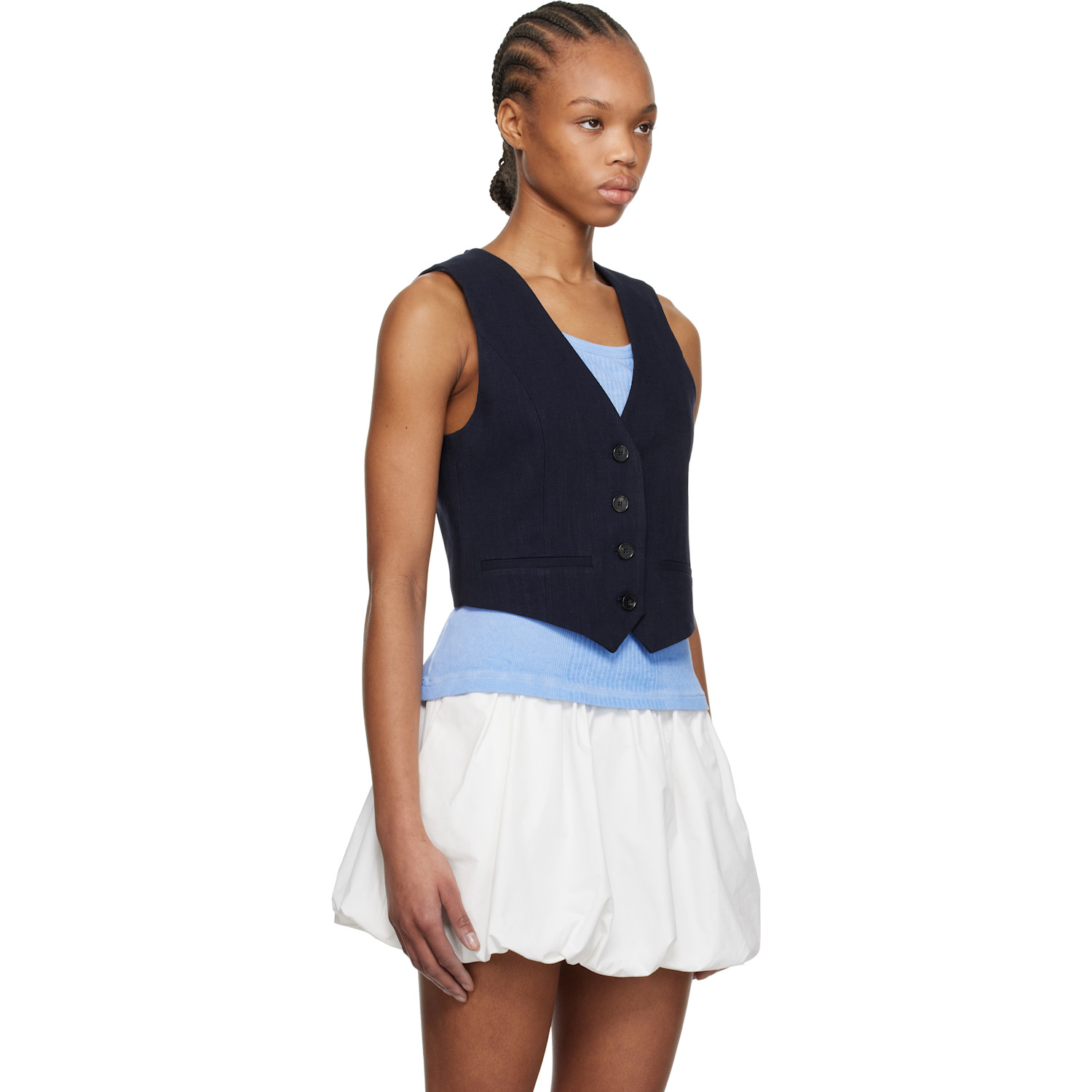  Msgm Navy Button Vest 