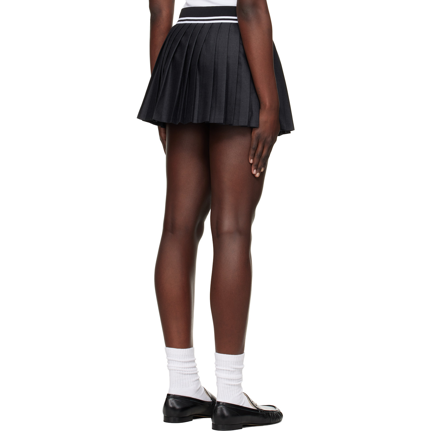  Sporty & Rich Gray Abigail Wool Pleated Miniskirt 