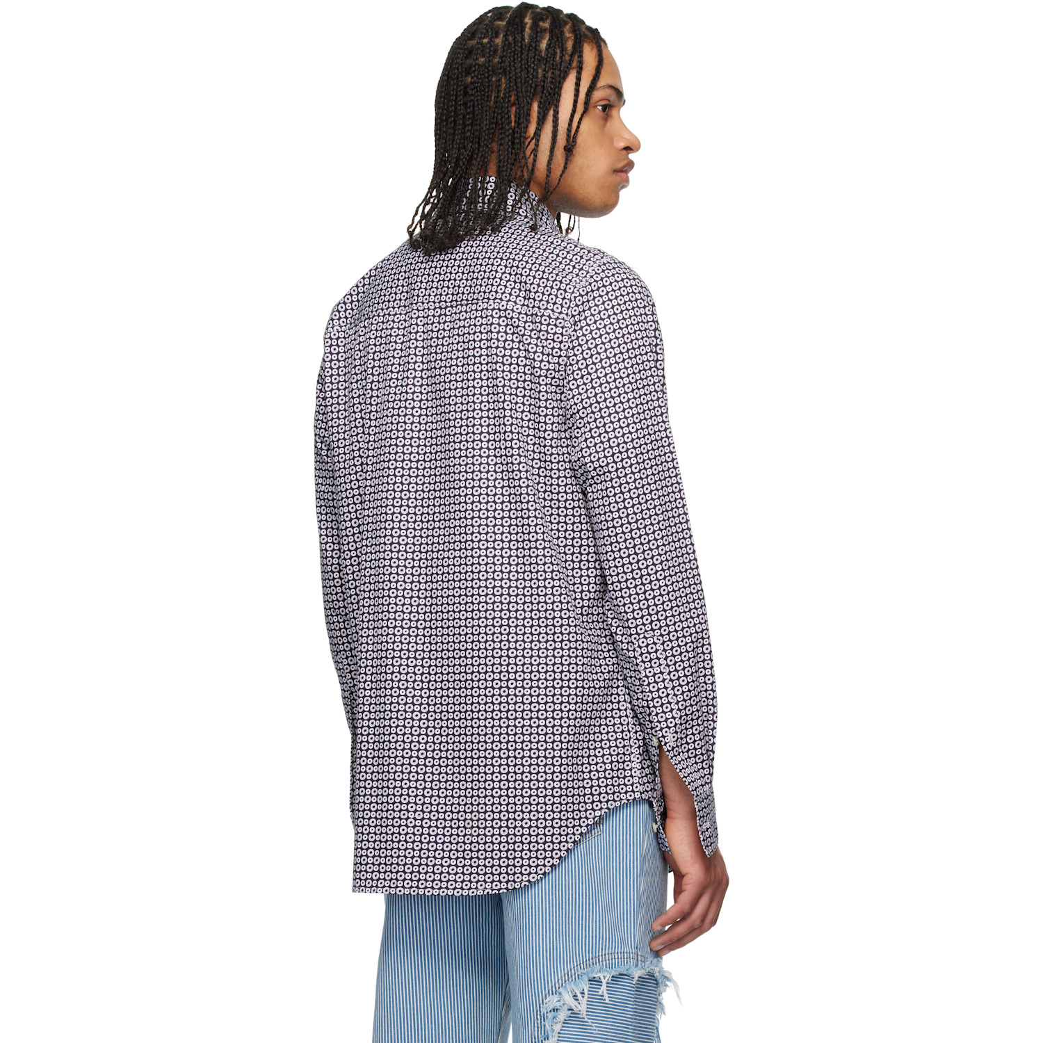  Edward Cuming Navy Flower Cotton 'scratch The Itch' Shirt 