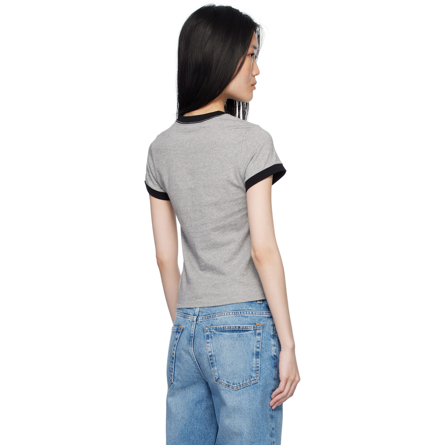  Stella Mccartney Gray Logo Floral Embroidered T-shirt 
