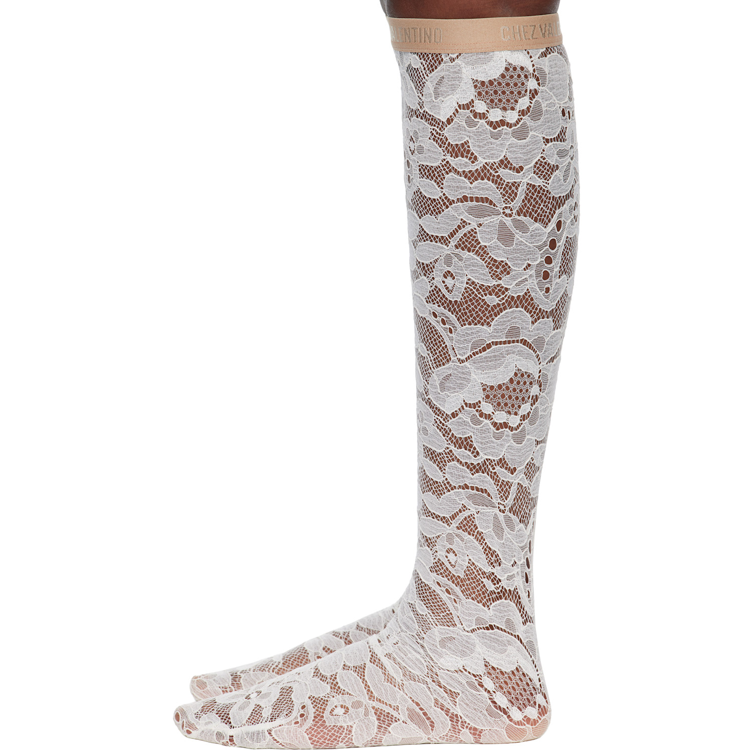  Valentino White Rebrode Lace Socks 