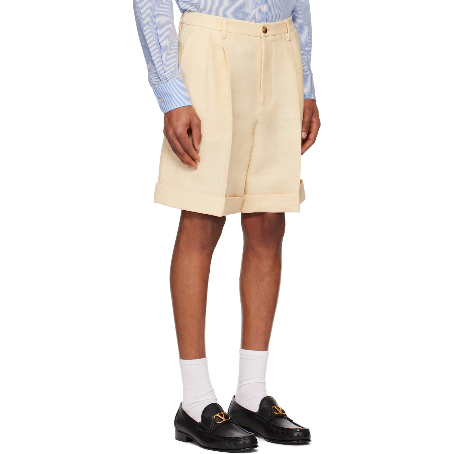  Valentino Beige Rolled Cuff Shorts 
