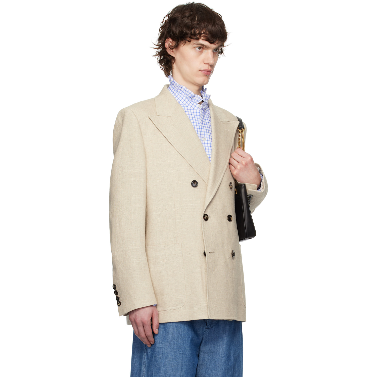  Valentino Beige Double-breasted Blazer 