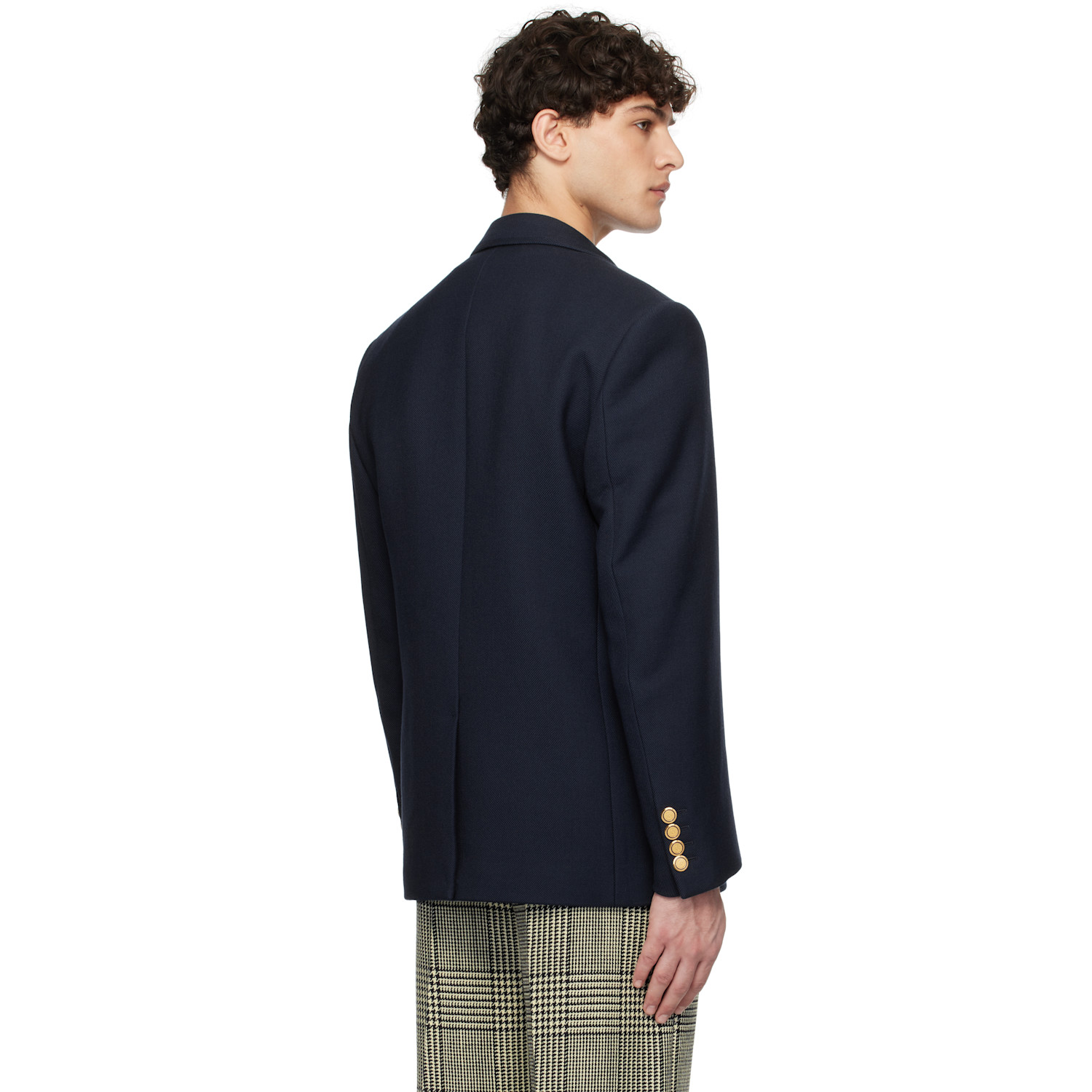  Valentino Navy Double-breasted Double Wool Blazer 