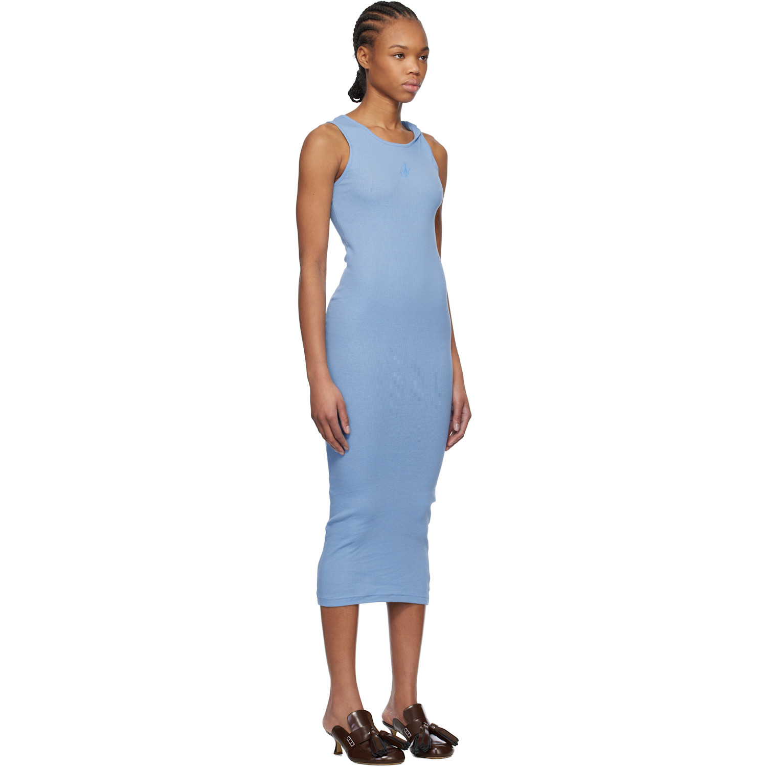  Jw Anderson Blue Anchor Logo Twisted Strap Midi Dress 
