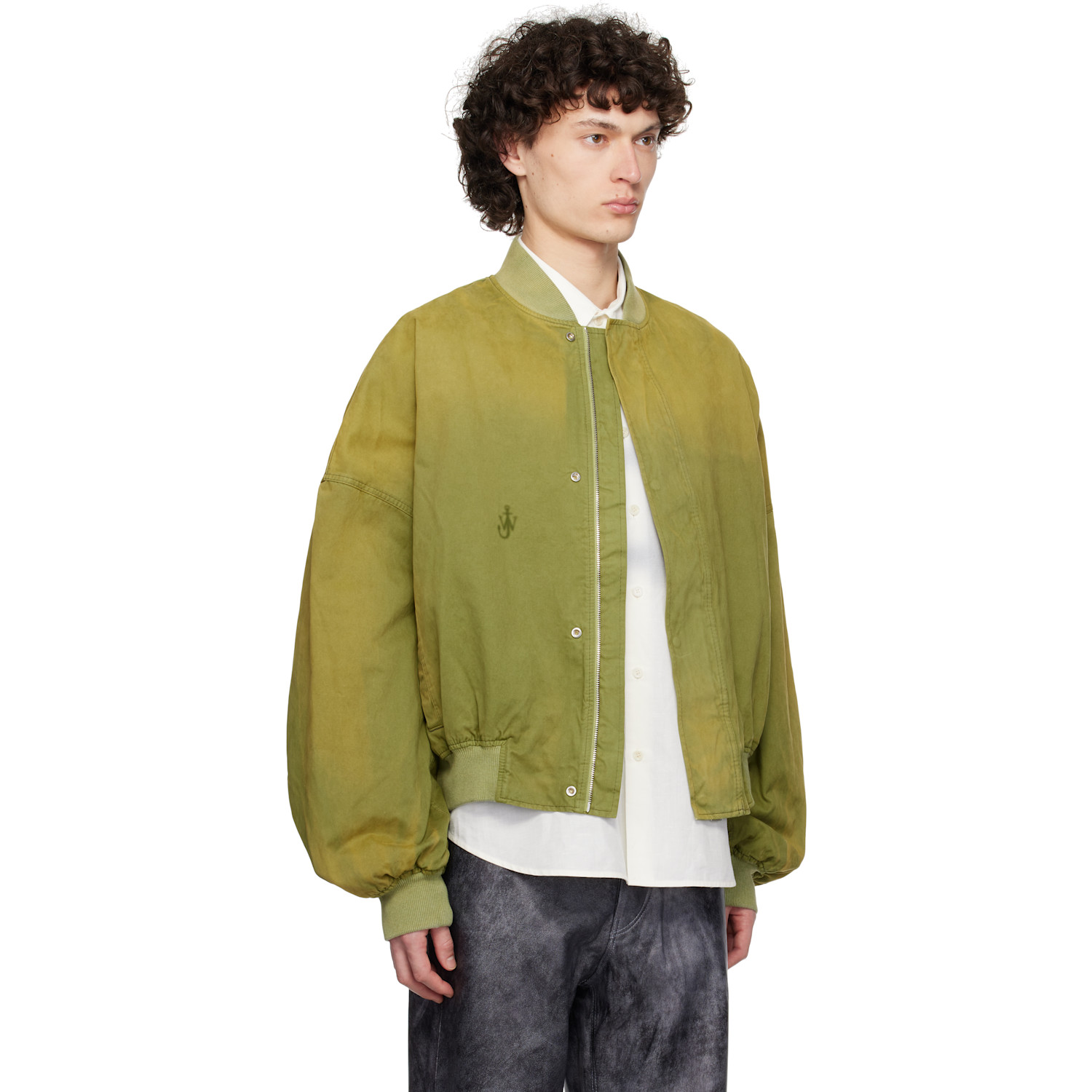  Jw Anderson Green Relaxed Cotton Bomber Jacket 