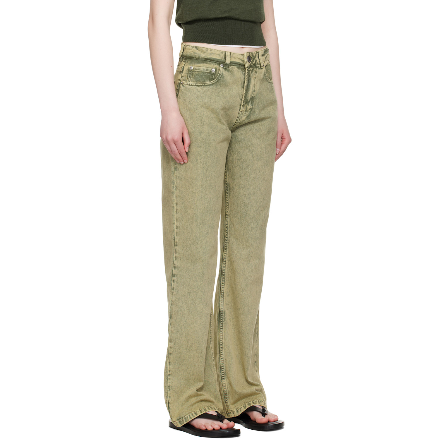  Ami Paris Khaki Cotton Large Fit Jeans 