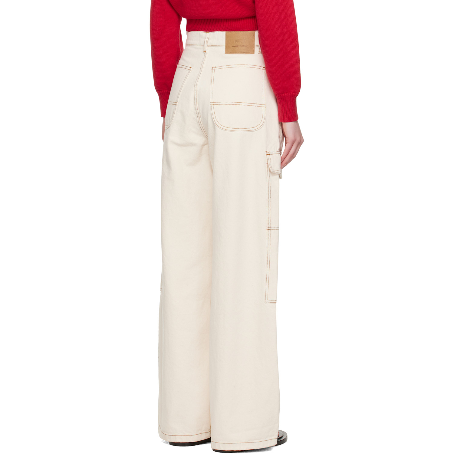  Ami Paris Beige Cotton Wide Fit Denim Cargo Pants 