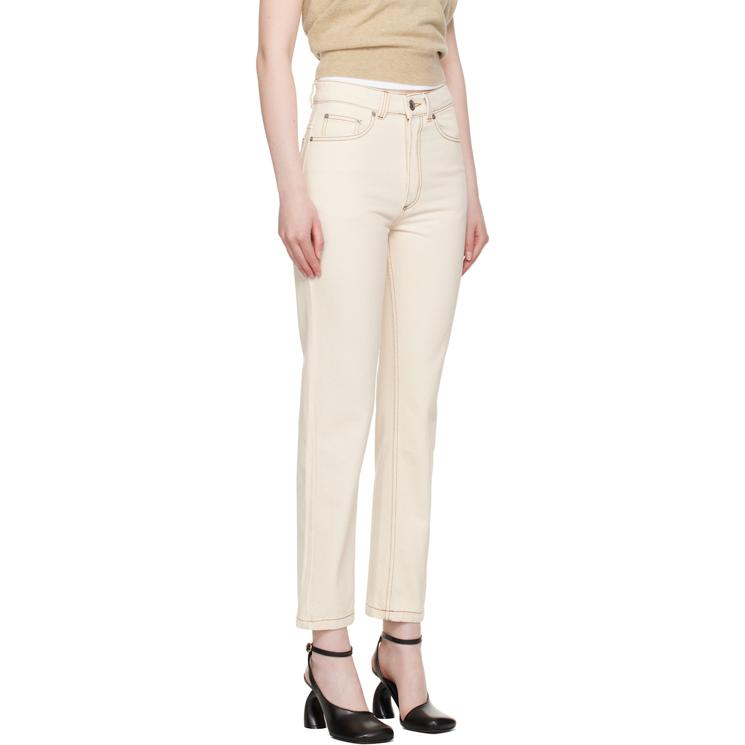 Ami Paris Beige Classic Fit Jeans 